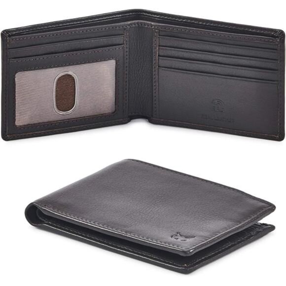 Mens Bifold Wallet RFID Blocking Slim Minimalist Dark Grey